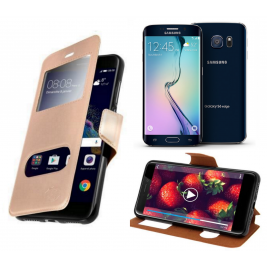 HOUSSE ETUI FOLIO SAMSUNG Galaxy S6 Edge (Doré)